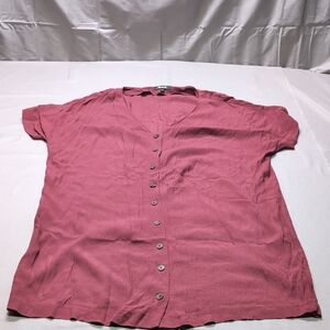 Madewell Womens Button Front‎ Easy Dress Rich Burgundy Top Size M